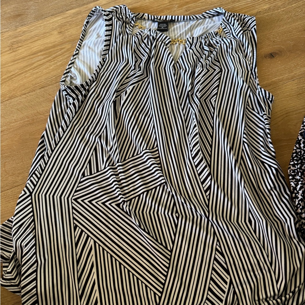 Black and White Striped Sleeveless Top